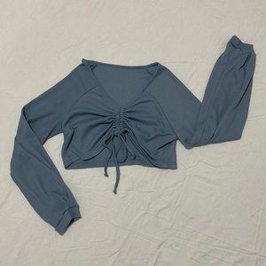 Free when bundled!! Tie front long sleeve crop top